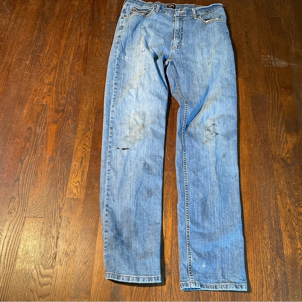 Lee Premium Distressed Paint-Splatter Jeans 34x34 | Workwear Skater Denim AS-IS